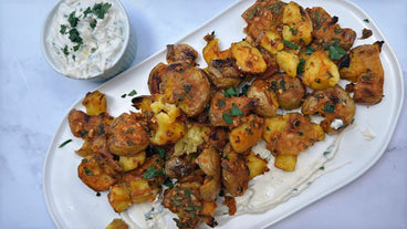 Crispy Potato Bites with Vegan Yogurt Dip