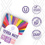 Sunwarrior Yerba Mate and Matcha blend with clean energy and focus benefits and certification icons