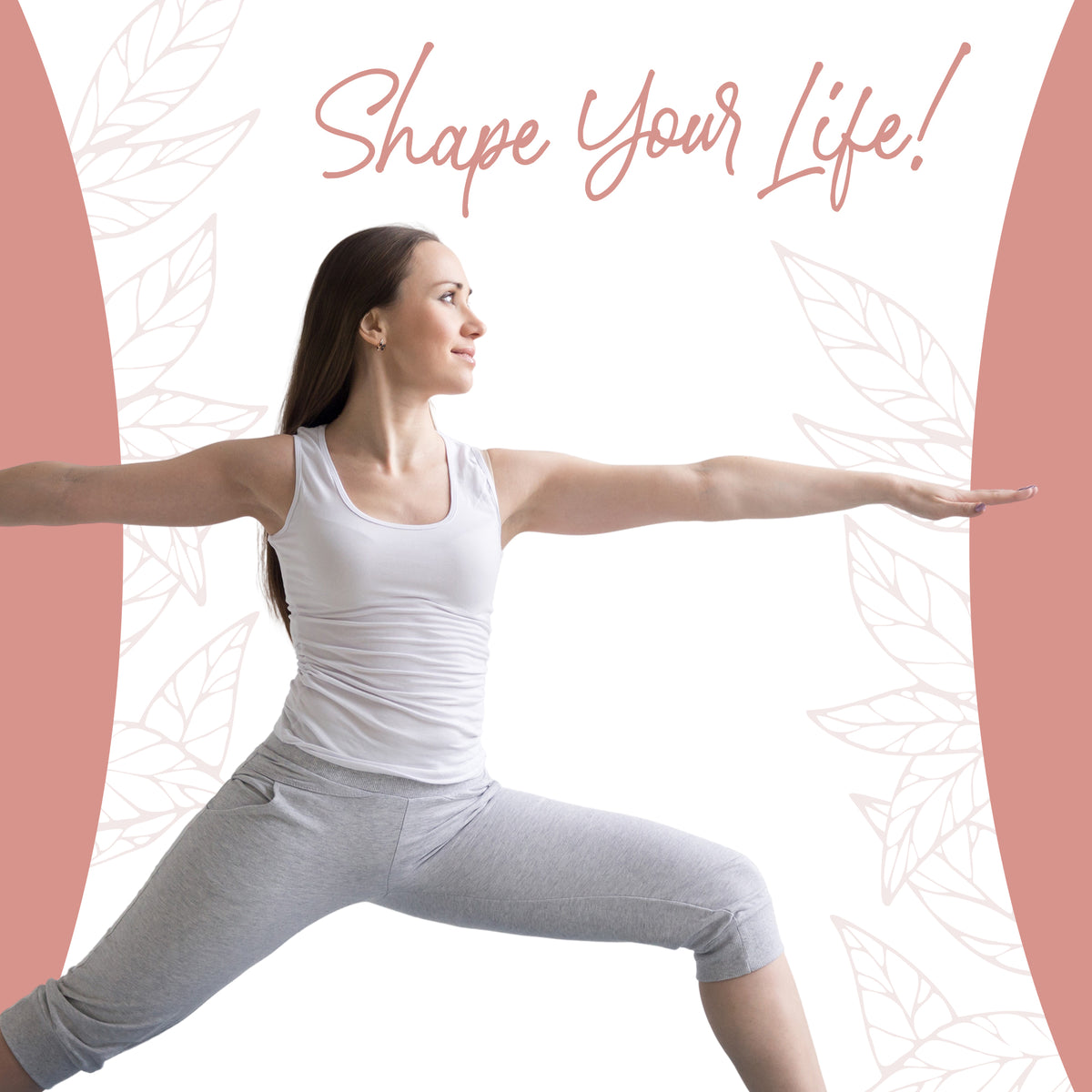 Woman in athletic wear doing a yoga pose with 