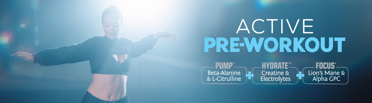 Active Pre-Workout - Blue Raspberry Pineapple - Life style banner image desktop