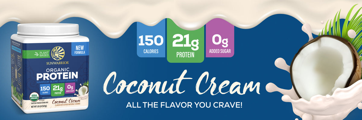 Organic Performance Protein with BCAAs - Warrior Blend Coconut Cream - Life style banner image desktop