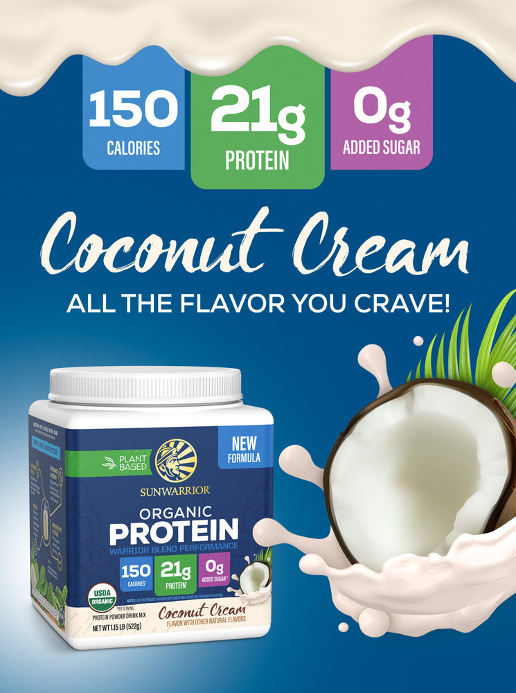 Organic Performance Protein with BCAAs - Warrior Blend Coconut Cream - Life style banner image mobile