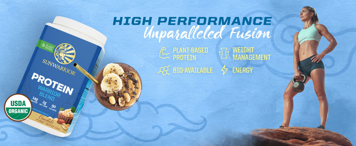 Warrior Blend Organic Protein - Chocolate Peanut Butter - Life style banner image desktop