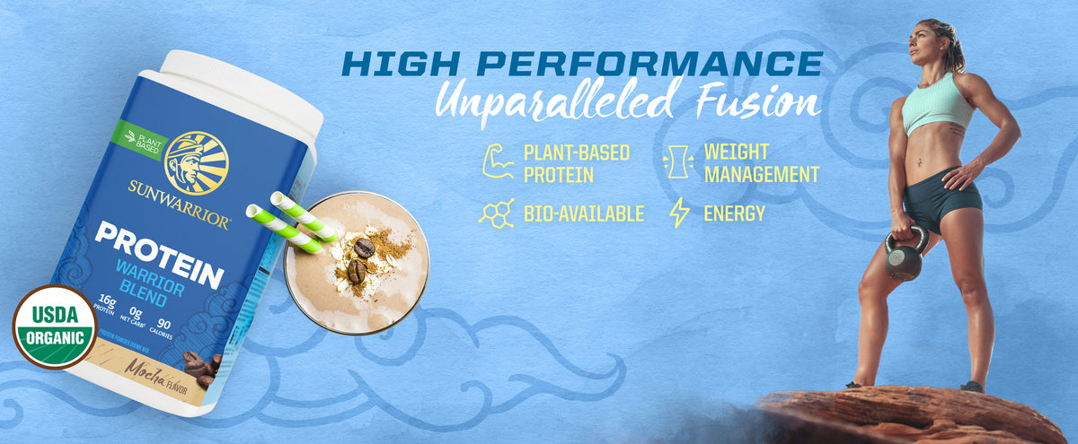 Warrior Blend Organic Protein - Mocha - Life style banner image desktop