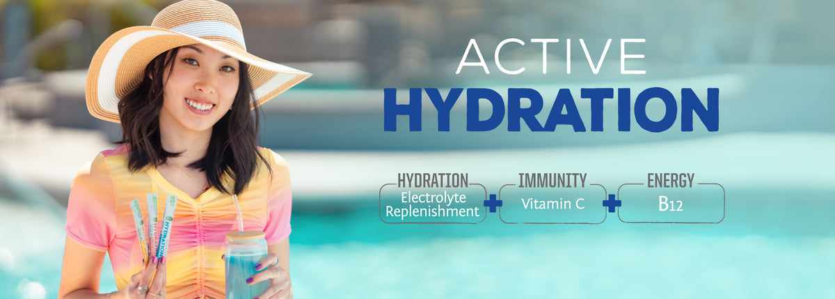Active Hydration 18 Sticks - Blue Raspberry - Life style banner image desktop