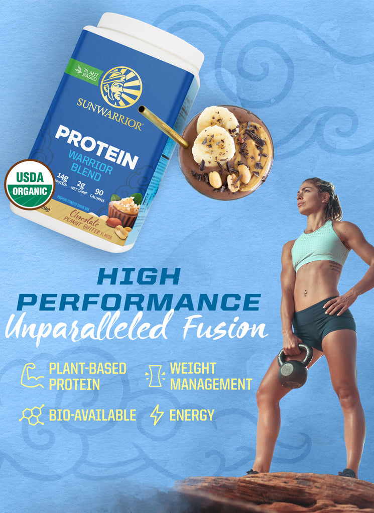 Warrior Blend Organic Protein - Chocolate Peanut Butter - Life style banner image mobile