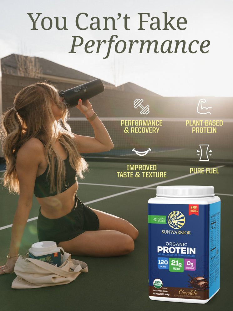 Organic Performance Protein with BCAAs - Warrior Blend Chocolate - Life style banner image mobile