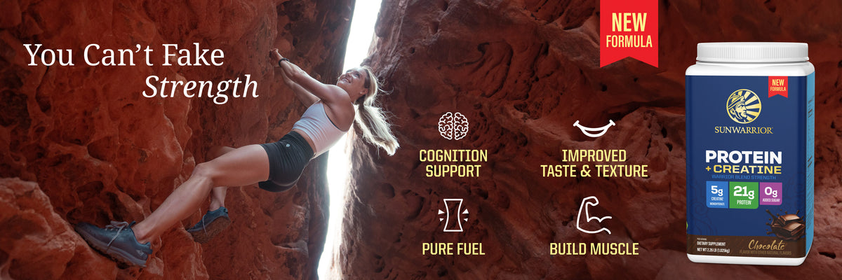Protein with 5g Creatine - Warrior Blend Strength Chocolate - Life style banner image desktop