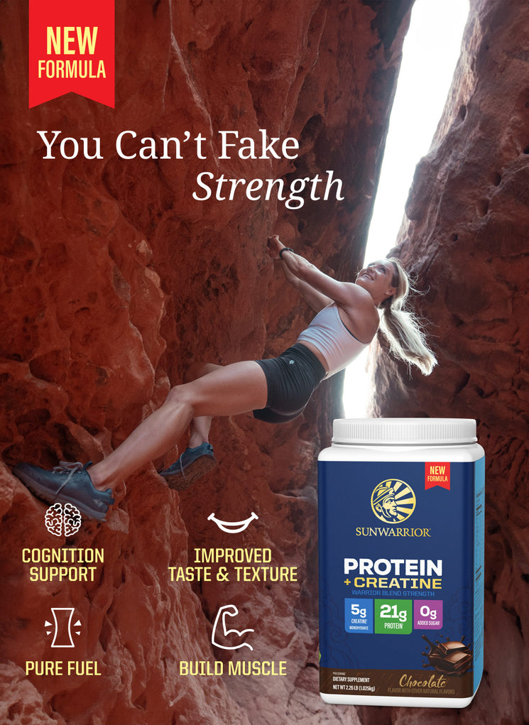Protein with 5g Creatine - Warrior Blend Strength Chocolate - Life style banner image mobile