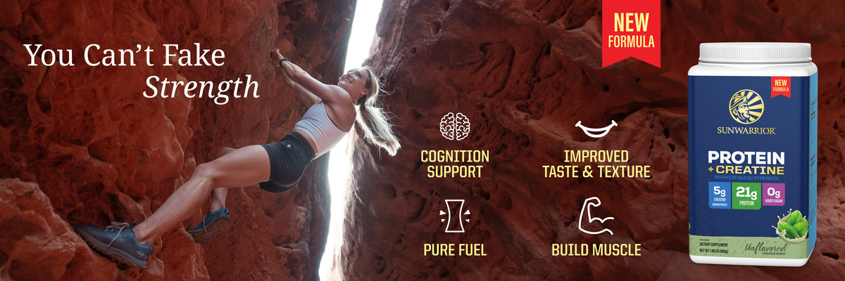 Protein with 5g Creatine - Warrior Blend Strength Unflavored - Life style banner image desktop
