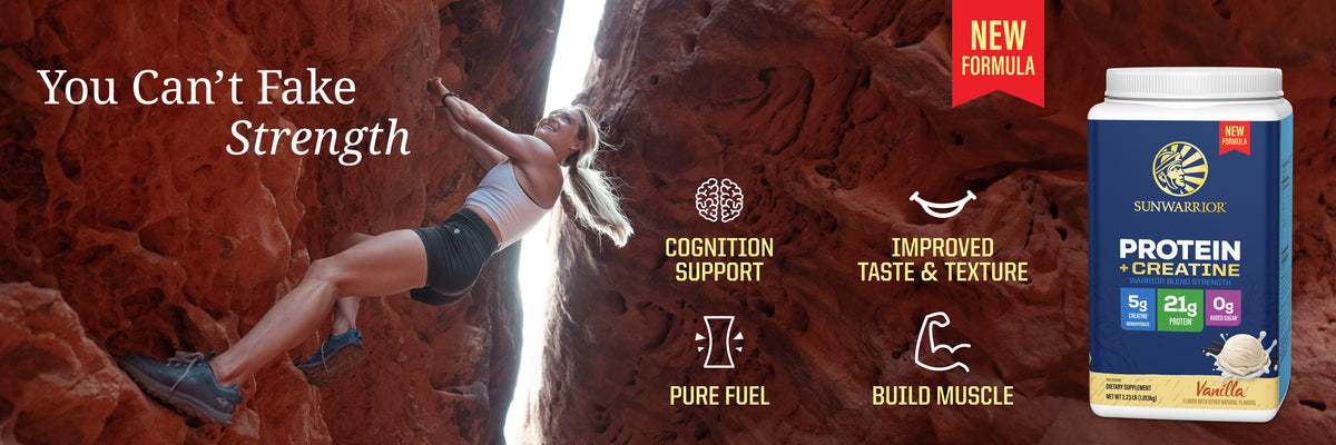 Protein with 5g Creatine - Warrior Blend Strength Vanilla - Life style banner image desktop