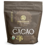 Sunwarrior Organic Cacao powder packaging on a white background