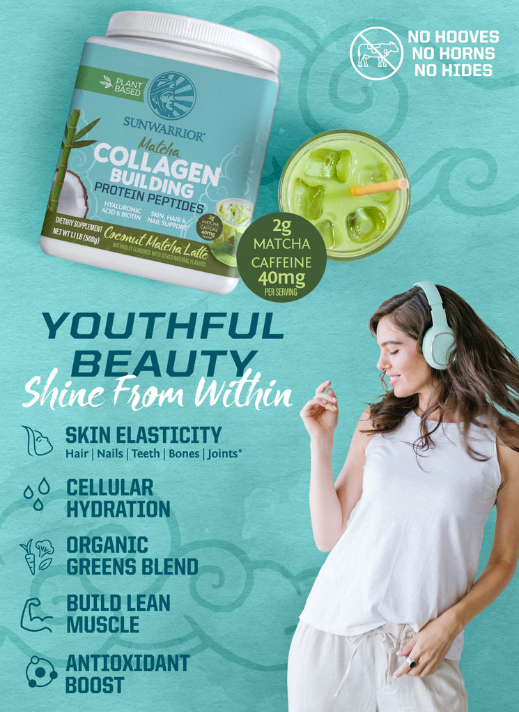 Collagen Building Protein Peptides Coconut Matcha Latte - Life style banner image mobile