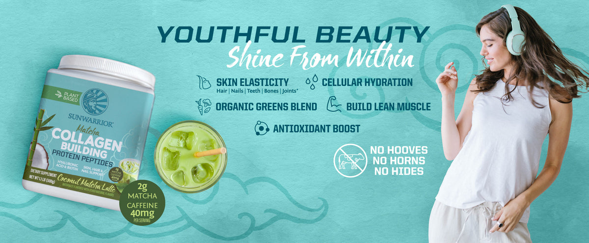 Collagen Building Protein Peptides Coconut Matcha Latte - Life style banner image desktop