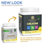 New and old Sunwarrior Active Creatine lemonade flavored supplement containers with product benefits and branding visible
