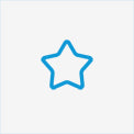 Blue outlined star icon with five points on a white background