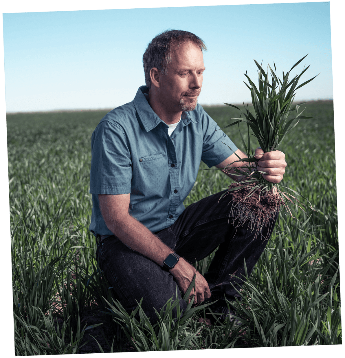 A man with grass