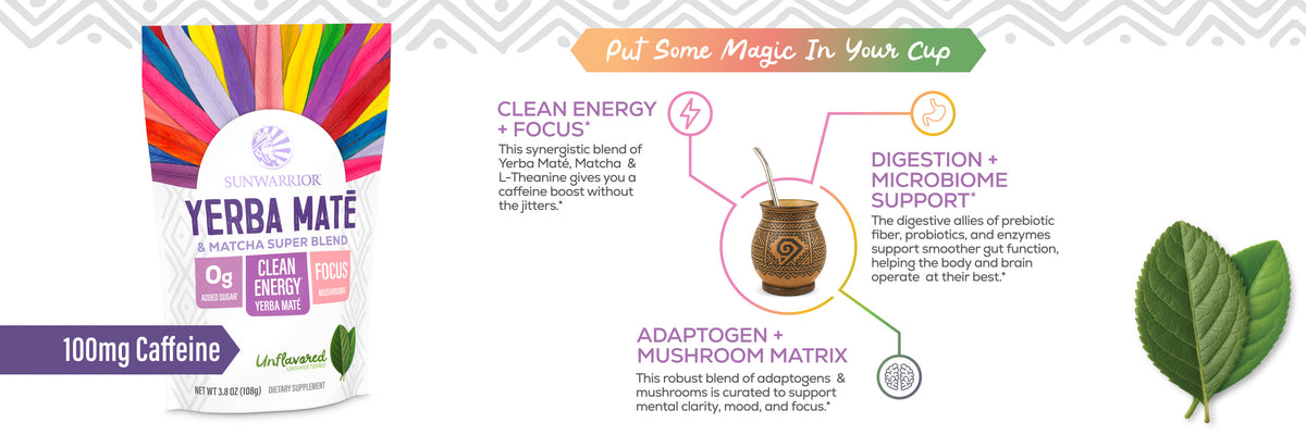 Yerba Mate + Matcha Clean Energy Superblend – Unflavored - Life style banner image desktop