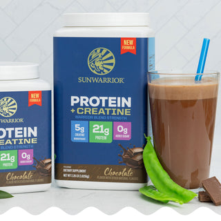 Protein with 5g Creatine - Warrior Blend Strength Chocolate Plant-based Protein Sunwarrior