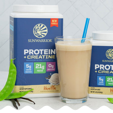 Protein with 5g Creatine - Warrior Blend Strength Vanilla Plant-based Protein Sunwarrior
