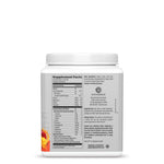 Back label of plant-based protein powder showing supplement facts and ingredients list