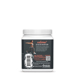 Back of a container with text about active nutrition and an athlete lunging illustration.