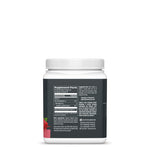 Container with nutrition facts and supplement details on a white background with partial fruit images