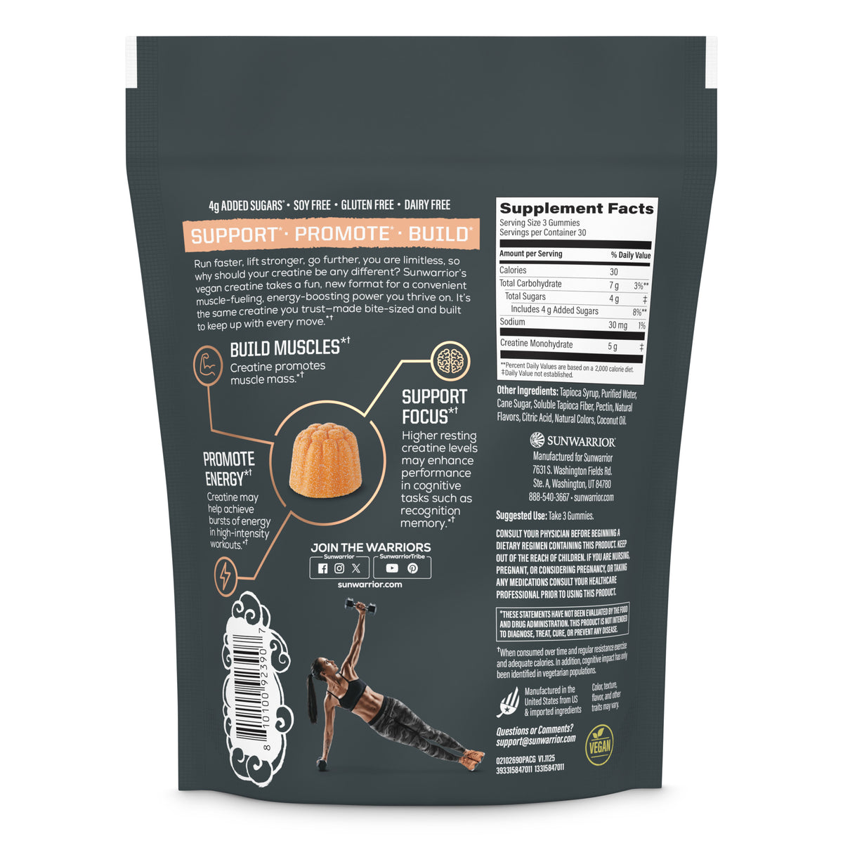 Creatine Gummies for Strength - Peach Vitamins & Supplements Sunwarrior
