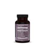 Brown supplement bottle with detailed white and purple supplement facts label on back view