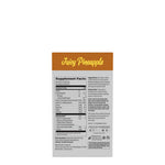 Back label of supplement with Juicy Pineapple flavor and detailed nutrition facts and usage instructions.