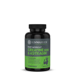 Black bottle of Sunwarrior Active Performance post-workout creatine 3000 and AstraGin supplement with green and black label, containing 120 vegan capsules.