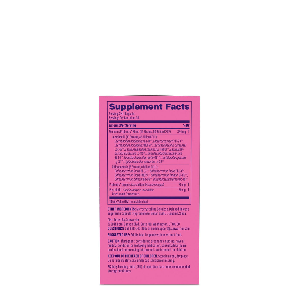 Active Women's Probiotic Capsules Vitamins & Supplements Sunwarrior