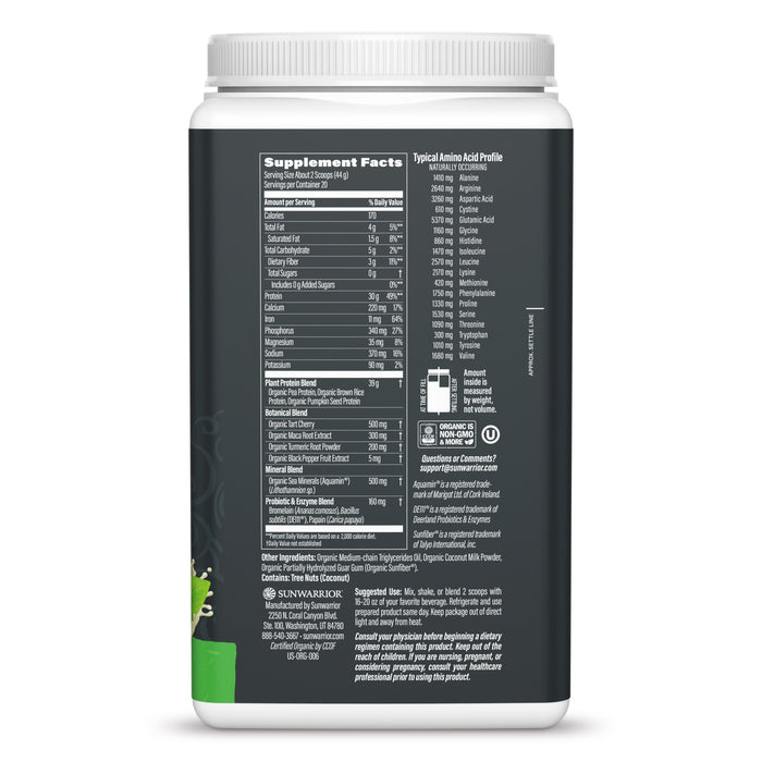 Back label of a black and white supplement container showing nutrition facts and ingredient details.