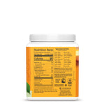 Back view of a Sunwarrior Classic Plus protein powder container showing nutrition facts and amino acid profile.