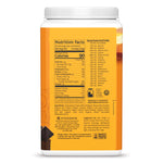 Nutrition facts and ingredients label on a nutrition supplement container with detailed amino acid profile.