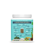 Back view of a supplement container highlighting natural beauty and wellness ingredients with vegan label.