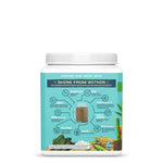 Container with a wellness supplement labeled to support beauty and natural health from within