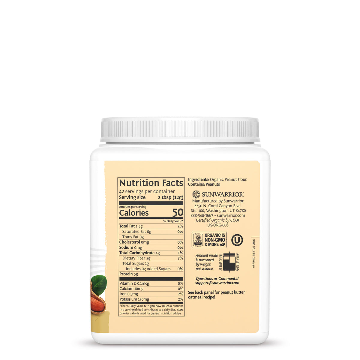 Organic Peanut Butter Powder Superfood Supplements Sunwarrior