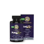 Bottle and box of Sunwarrior vegan MagZen supplement for mood, sleep, and stress support