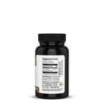 Back view of NMN bottle showing supplement facts label on white background