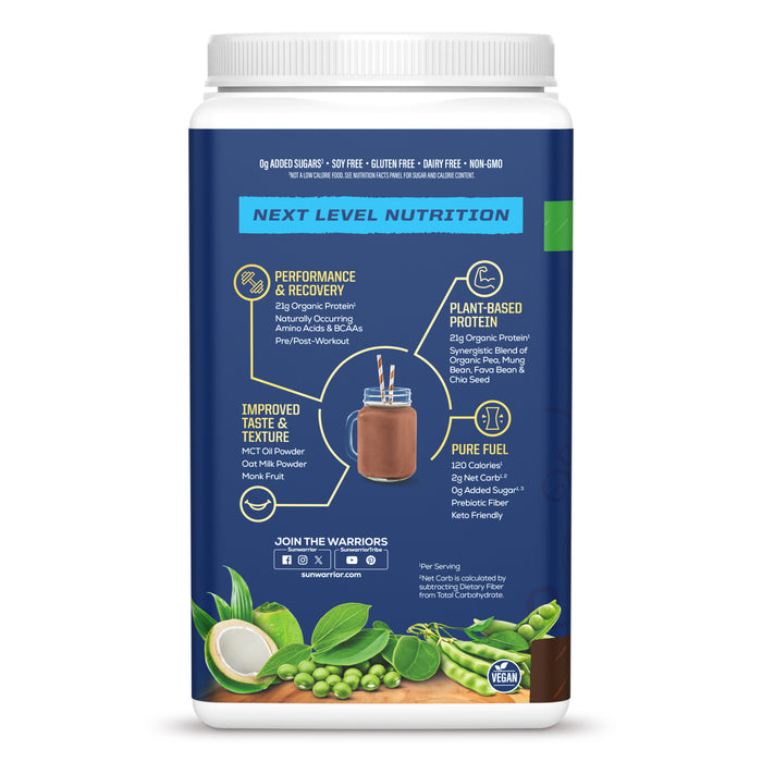 Organic Protein for Performance with BCAAs - Warrior Blend Chocolate Plant-based Protein Sunwarrior
