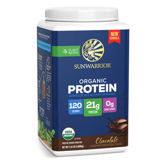 Organic Performance Protein with BCAAs - Warrior Blend Chocolate Plant-based Protein Sunwarrior 28 Servings