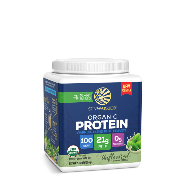 Organic Performance Protein with BCAAs - Warrior Blend Unflavored Plant-based Protein Sunwarrior 14 Servings