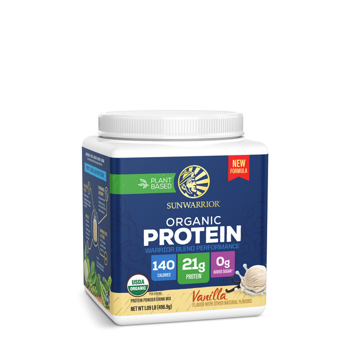 Organic Performance Protein with BCAAs - Warrior Blend Vanilla Plant-based Protein Sunwarrior 14 Servings