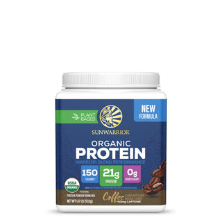 Organic Performance Protein with BCAAs - Warrior Blend Coffee + Caffeine Plant-based Protein Sunwarrior