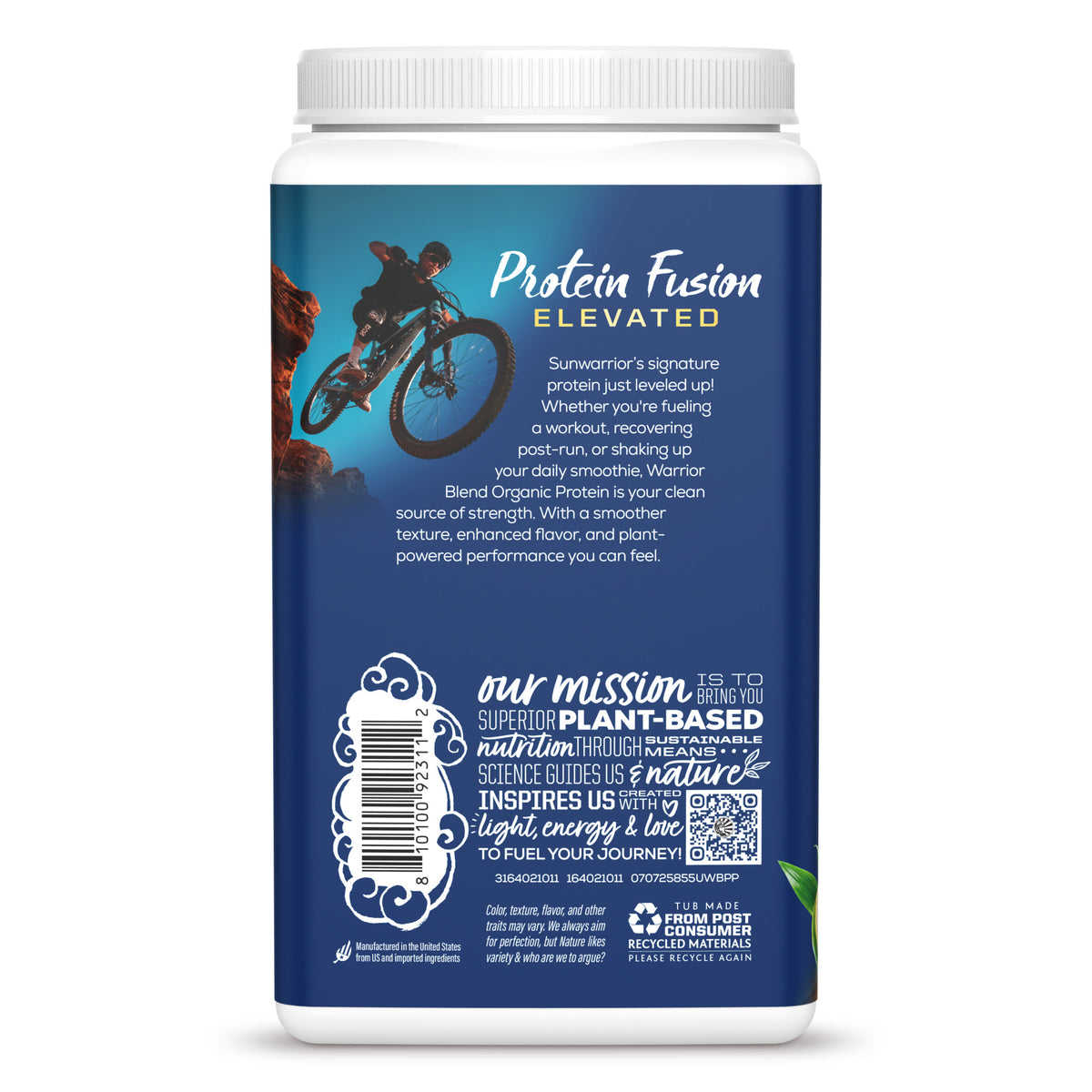Organic Protein for Performance with BCAAs - Warrior Blend Unflavored Plant-based Protein Sunwarrior