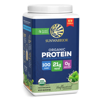 Organic Performance Protein with BCAAs - Warrior Blend Unflavored Plant-based Protein Sunwarrior 28 Servings