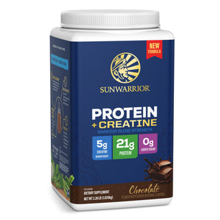 Protein with 5g Creatine - Warrior Blend Strength Chocolate Plant-based Protein Sunwarrior 25 Servings