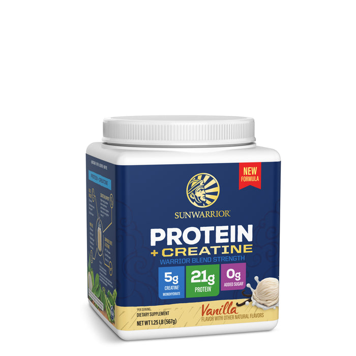 Protein with 5g Creatine - Warrior Blend Strength Vanilla Plant-based Protein Sunwarrior 14 Servings