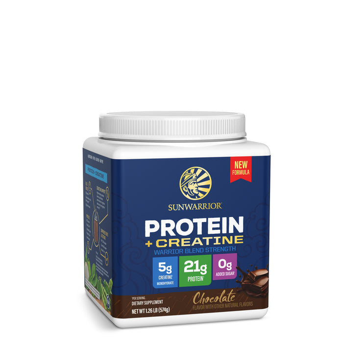 Protein with 5g Creatine - Warrior Blend Strength Chocolate Plant-based Protein Sunwarrior 14 Servings